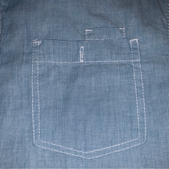 Boy's Size 12 First Wave Denim Blue Red White Striped Button Down Shirt Top EUC - Picture 3 of 7